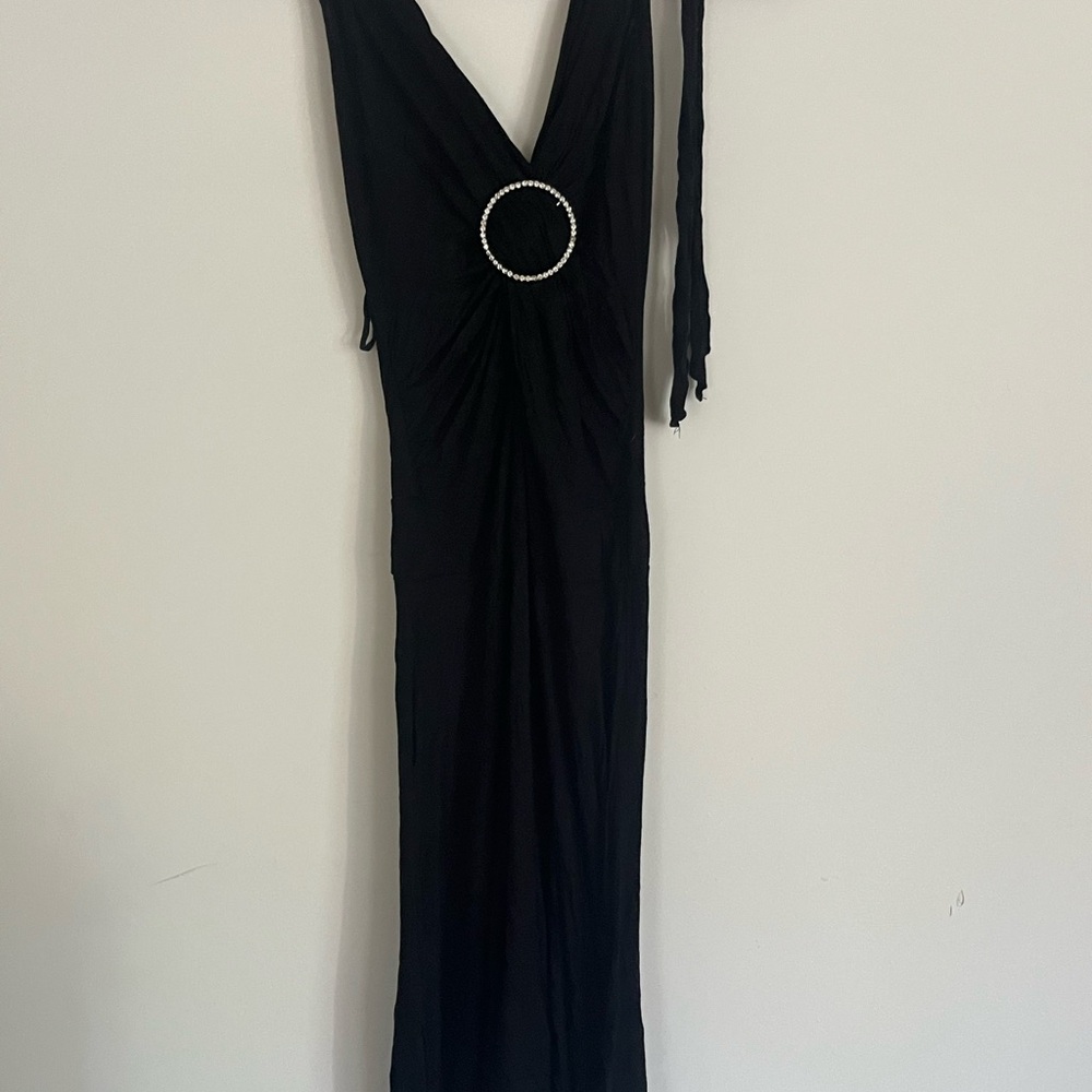 Maxi Dress with Rhinestone Ring Detail